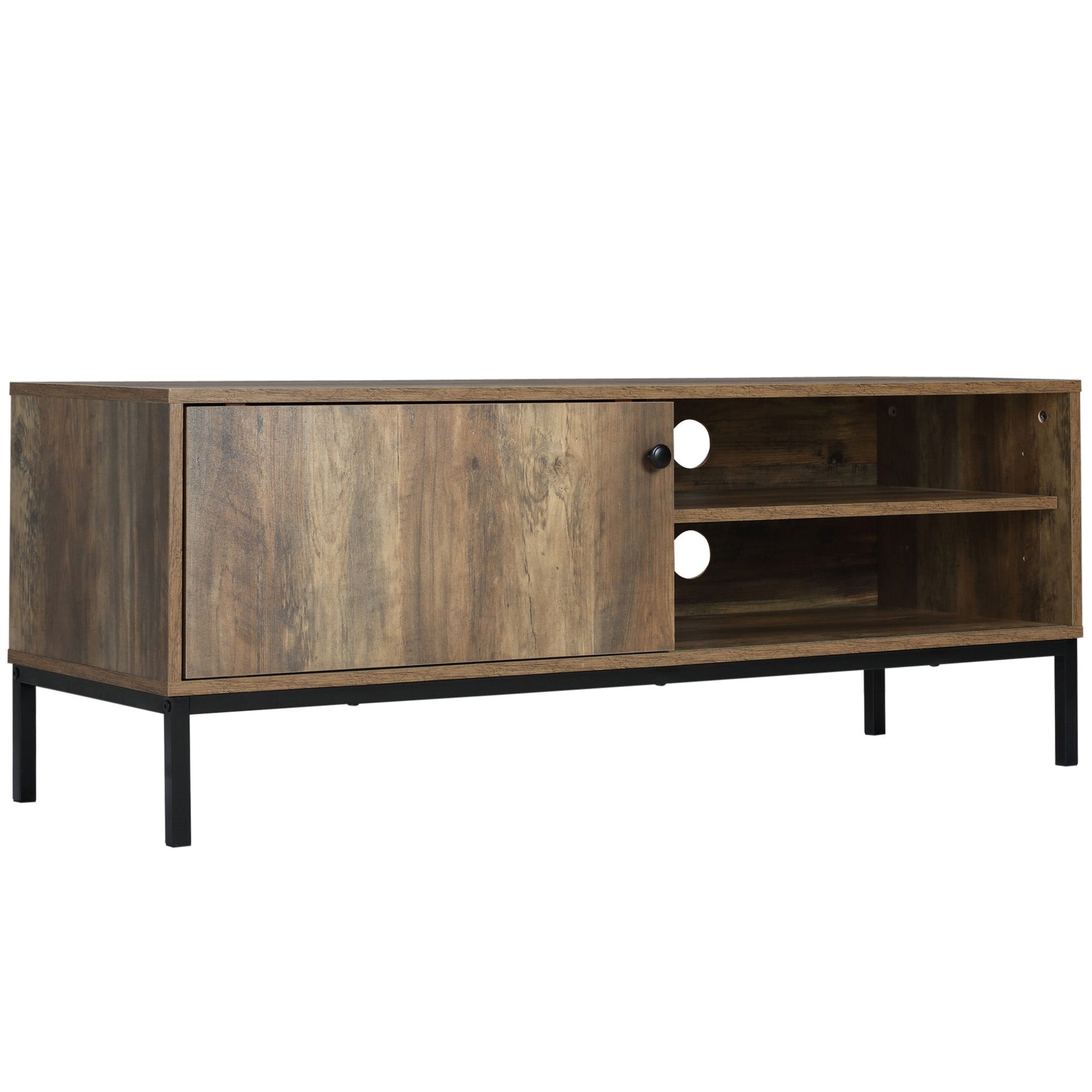 Retro TV Cabinet for TVs up to 50", TV Stand with Compartment and Adjustable Shelf, Media Console with Sliding Door for Living Room, Coffee TV Stands Coffee  at Gallery Canada