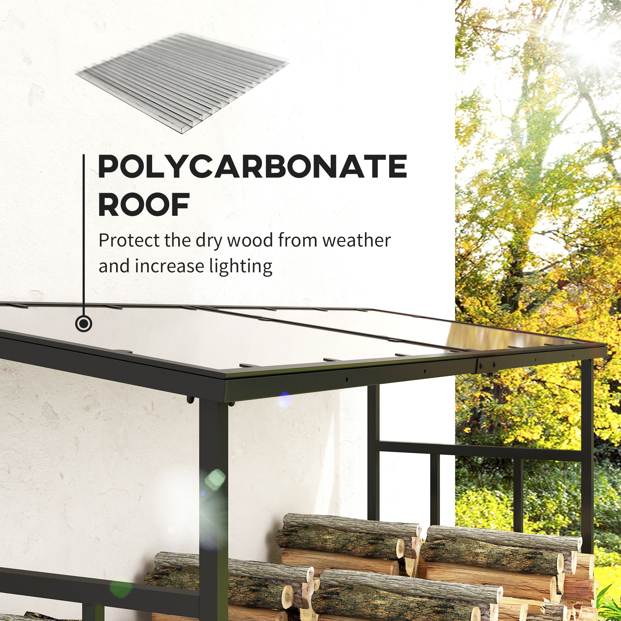 6ft Outdoor Firewood Rack with Cover and Polycarbonate Roof, 4400 lbs Load Wood Storage Holder, Outdoor Log Rack Firewood Racks at Gallery Canada