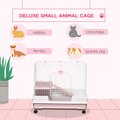 32"L 2-Level Small Animal Cage with Universal Lockable Wheels, Pink Houses & Habitats   at Gallery Canada