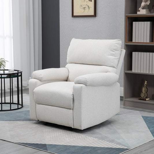 Recliner Chair, Manual Reclining Chair with Footrest, Padded Seat for Living Room, Bedroom, Study, Cream White Single Sofas Cream  at Gallery Canada