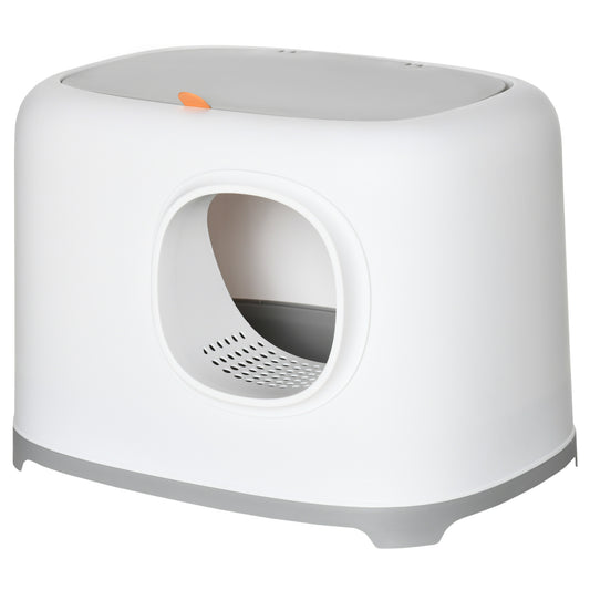 Cat Litter Box with Anti-Sand Tunnel, Scoop, Open Top, Odor Control &; Easy to Clean, White Cat Litter Box Enclosures at Gallery Canada