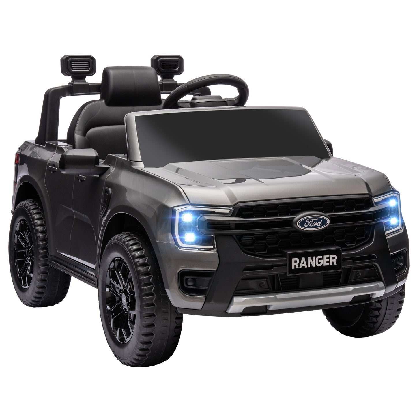 Ford Ranger Licensed 12V Ride on Car Battery Powered Kids Truck w/ Rear Storage Remote, Spring Suspension, Grey Electric Toy Cars   at Gallery Canada