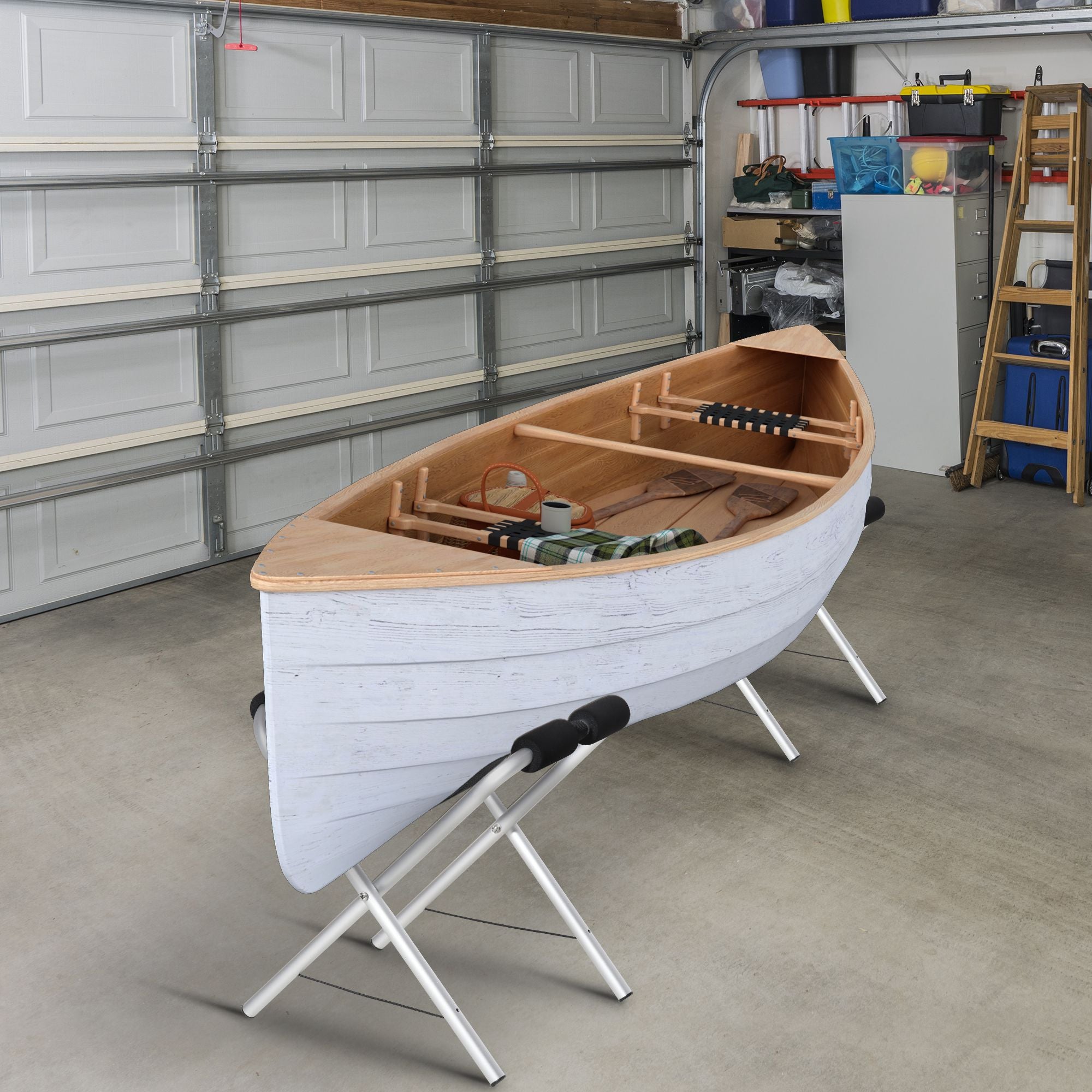 2 Pieces Universal Kayak Storage Stand &; Rack for Cleaning, Storing, &; Maintenance with Aluminum Frame &; Folding Design Kayak Carts at Gallery Canada