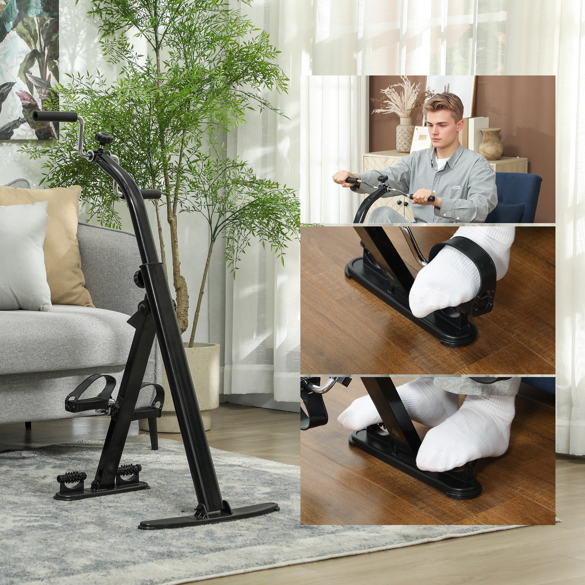 Seated Pedal Exerciser, Foldable Leg Exercise Bike with LCD Monitor for Seniors Elderly Rehabilitation Recovery Therapy Exercise & Stationary Bikes at Gallery Canada