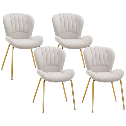 Dining Chairs Set of 4, Modern Accent Chair with Cushioned Backrest, Upholstery for Living Room, Cream White Dining Chairs   at Gallery Canada