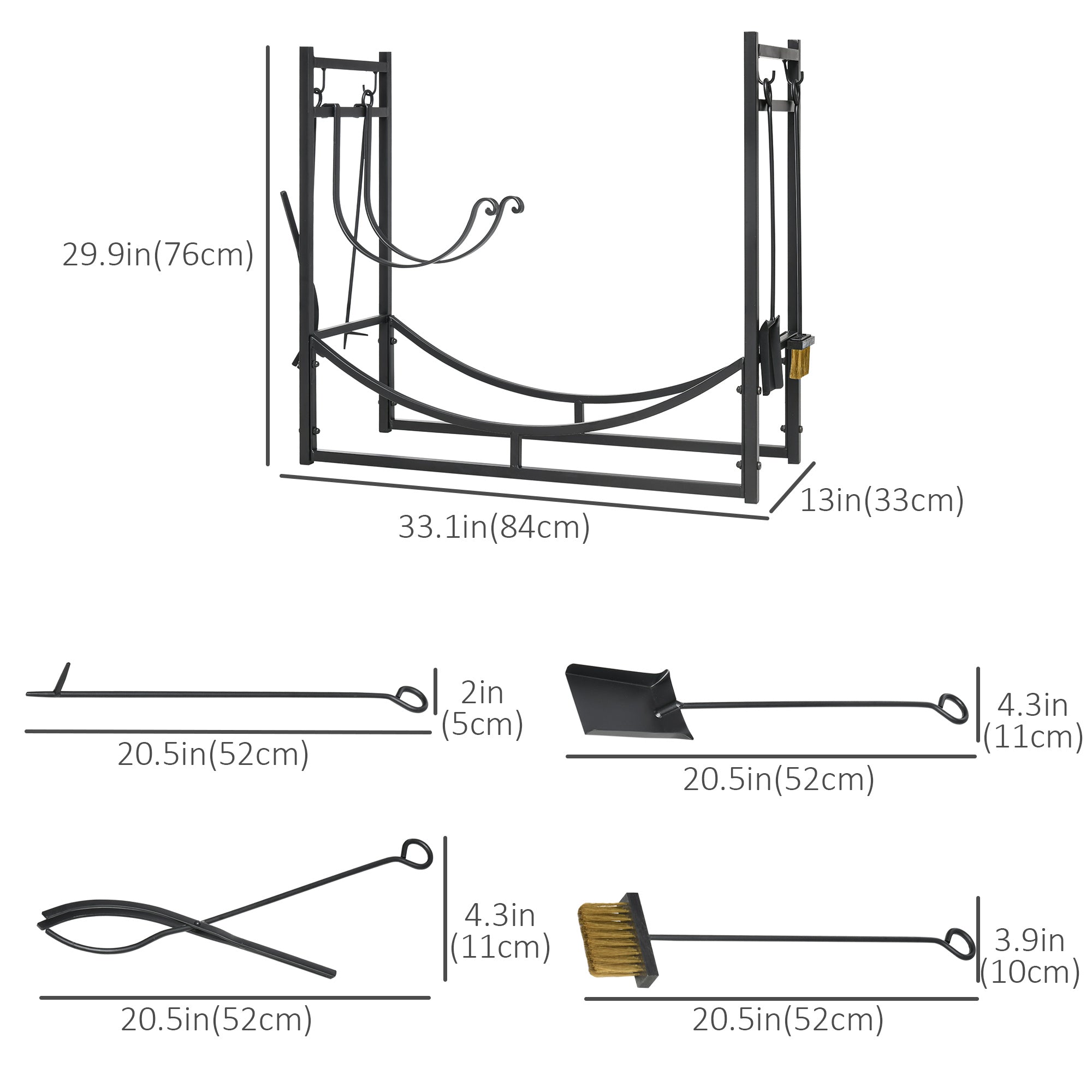 2-Tier Firewood Log Rack with 4 Tools 33