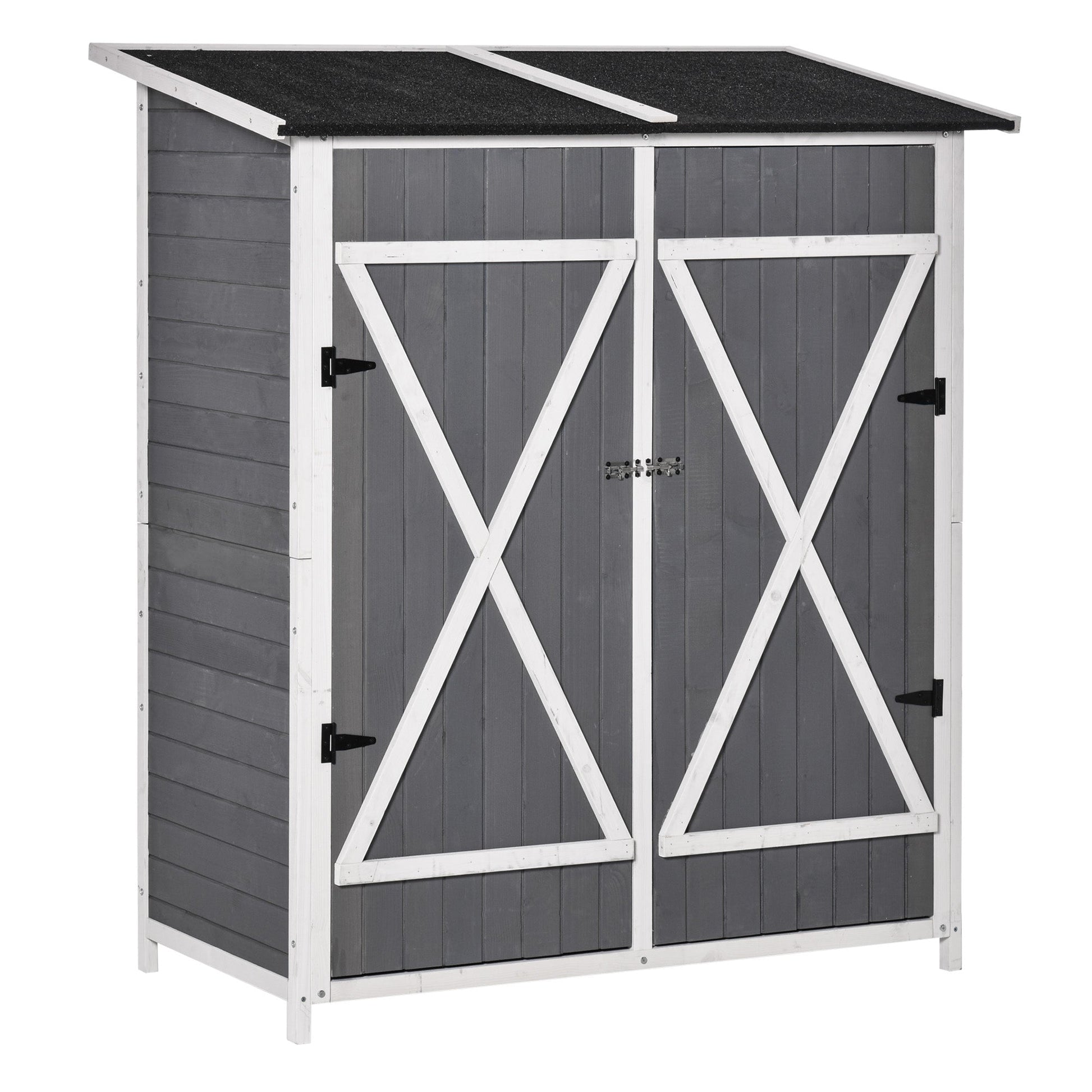 54.75''x29.5''x63'' Garden Storage Shed Asphalt Roof Wooden Timber Double Door Utility Storage House w/ Movable Shelf &; Fixed Fittings Sheds Grey  at Gallery Canada