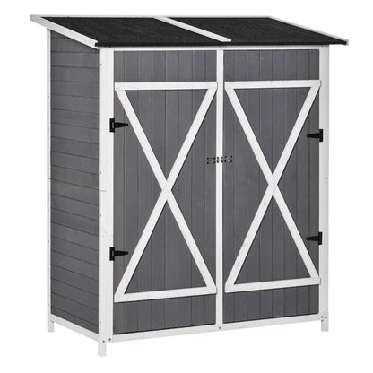 54.75''x29.5''x63'' Garden Storage Shed Asphalt Roof Wooden Timber Double Door Utility Storage House w/ Movable Shelf &; Fixed Fittings Sheds Grey  at Gallery Canada