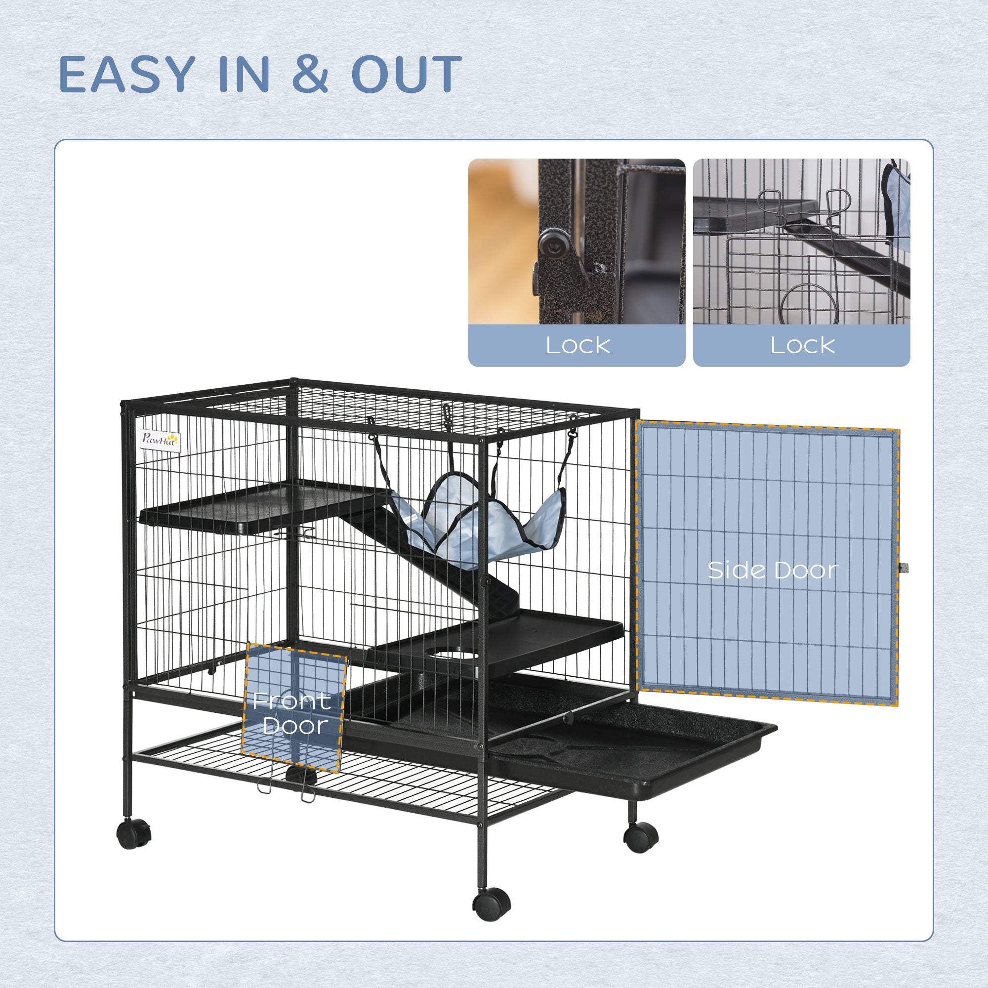 Small Animal Cage with Hammock, 3-Tier Ferret Cage Removable Tray Houses & Habitats   at Gallery Canada