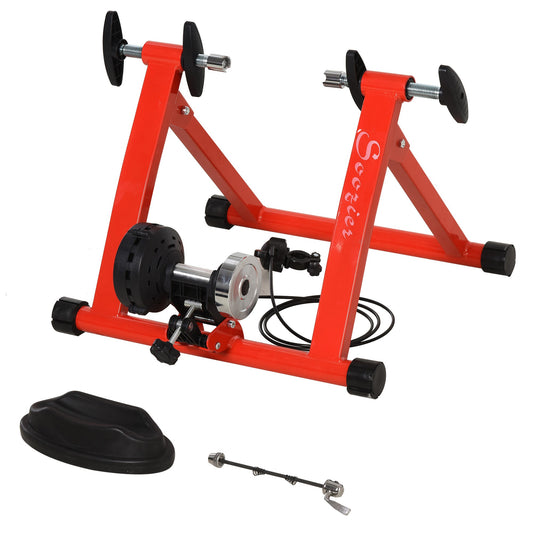 Bike Trainer Magnetic Bicycle Stand Indoor Exerciser w/ Quick Release Skewer, 5 Levels Resistance, Red - Gallery Canada
