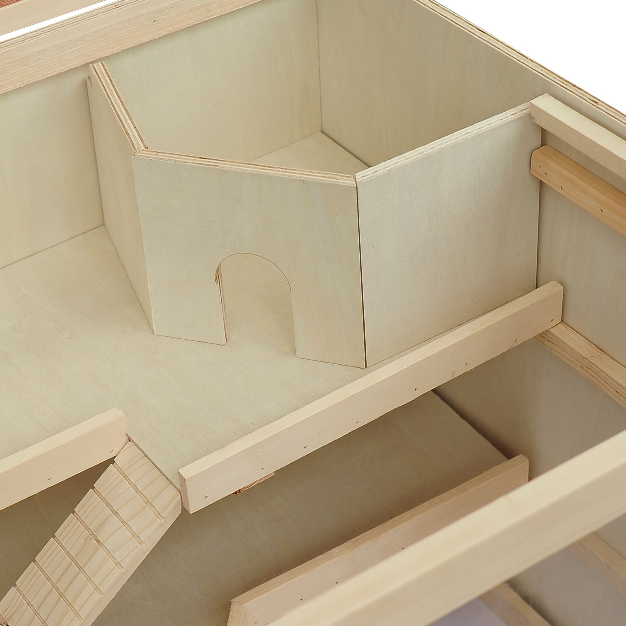 Wooden Hamster Cage Rat Cage with Slide, Tray, Natural Wood Hamster Cages at Gallery Canada