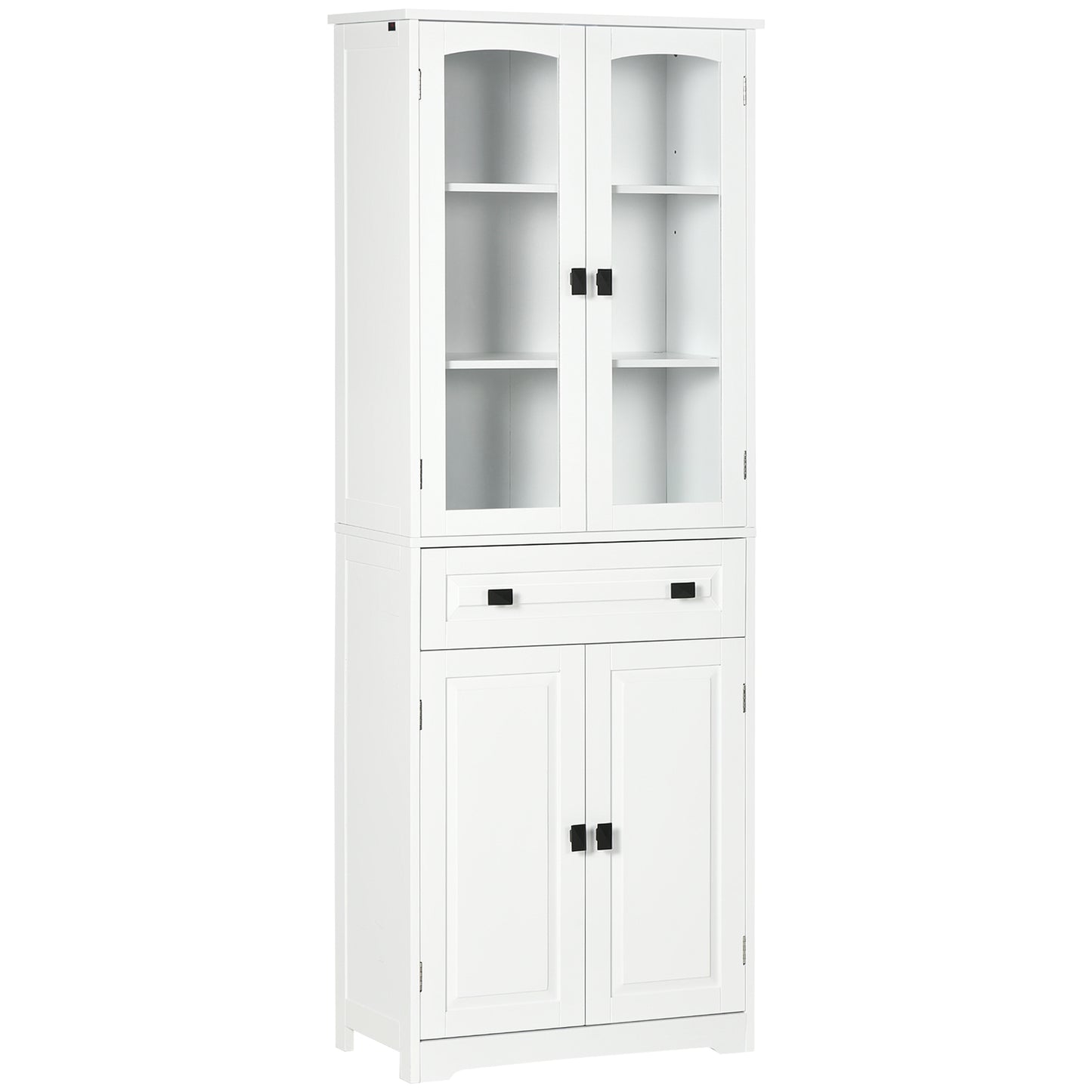 63" 4-Door Kitchen Pantry Cabinet, Freestanding Storage Cabinet Cupboard with Adjustable Shelves, White Kitchen Pantry Cabinets   at Gallery Canada