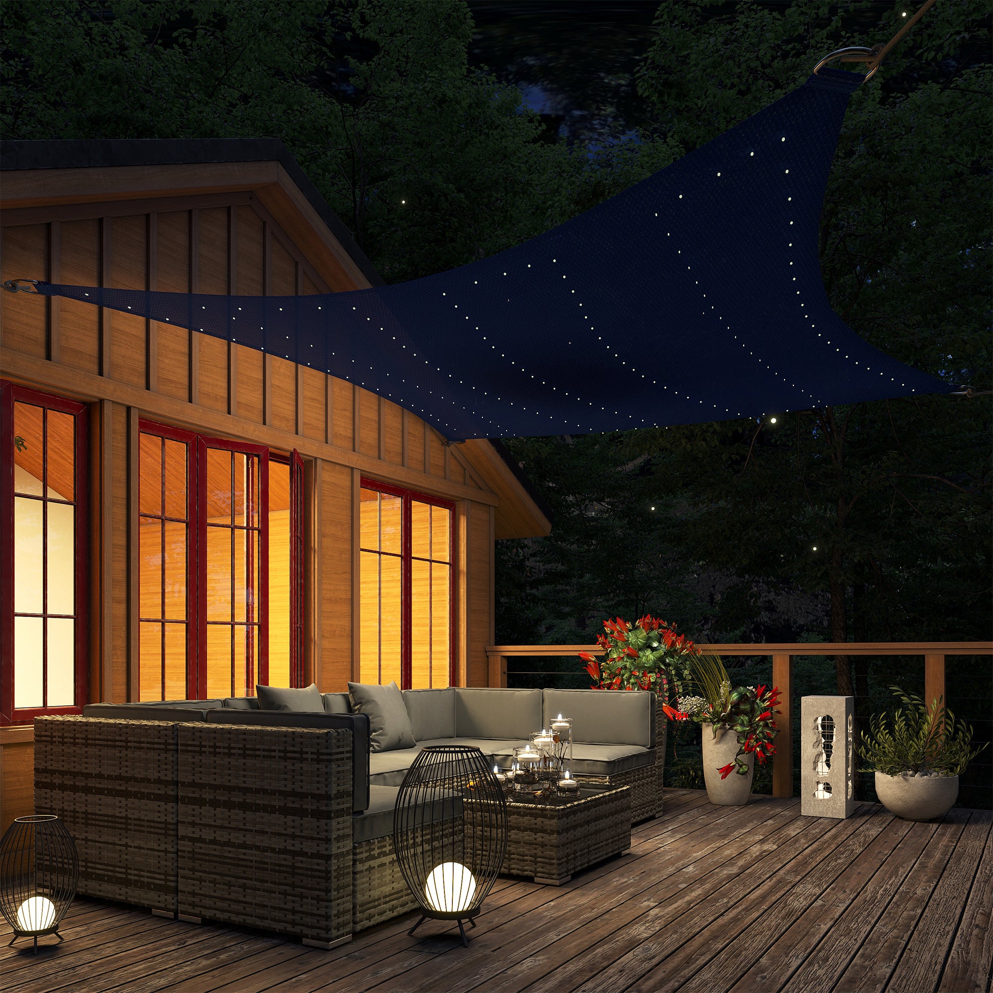13' x 10' Sun Shade Sail with Led Lights, 90% UV Block Outdoor Shade Cloth Sunscreen Canopy for Lawn Patio Garden Yard Shade Sails at Gallery Canada
