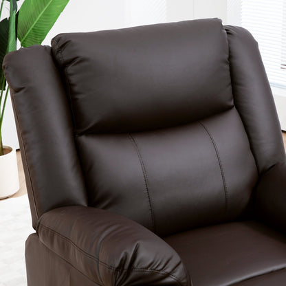 PU Leather Reclining Chair, Recliner Chair for Living Room with Footrest and 2 Side Pockets, Brown Single Sofas   at Gallery Canada