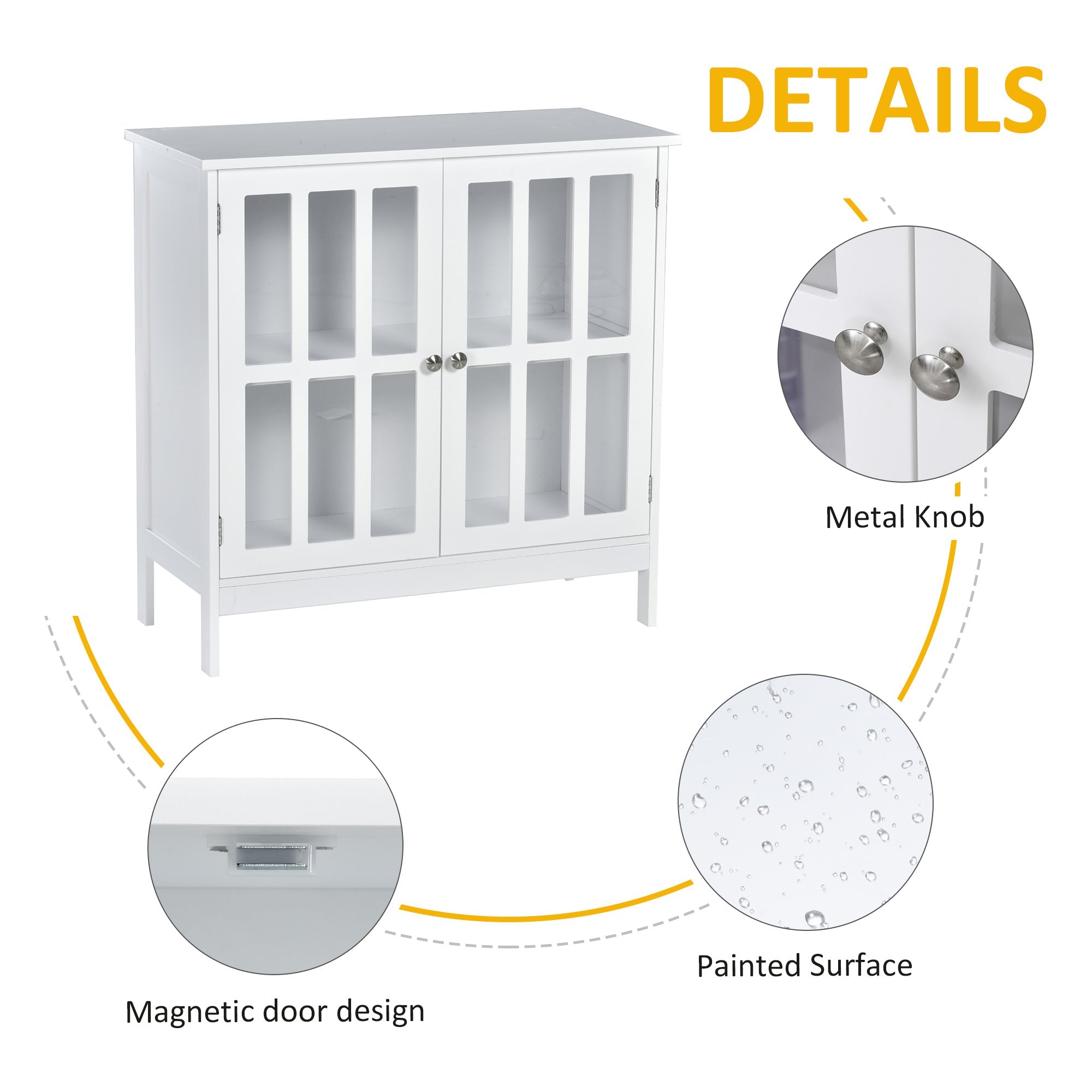 Storage Sideboard Buffet Cabinet Credenza with 2 Transparent Doors Dining Cupboard for Multifunction in Kitchen, Hallway, Living Room White Bar Cabinets   at Gallery Canada