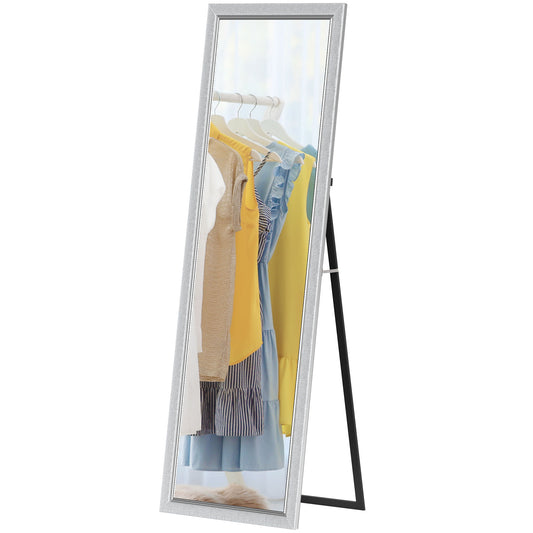 Floor Standing Mirror, Full Body Mirror, Free Standing, Leaning or Wall Mirror with Frame for Bedroom, Silver Full Length Mirrors at Gallery Canada