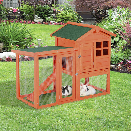 48” x 24" x 36" Deluxe Waterproof Rabbit Hutch Wooden Bunny Cage Small Animal House with Ladder and Run Rabbit Hutch Multi Colour  at Gallery Canada