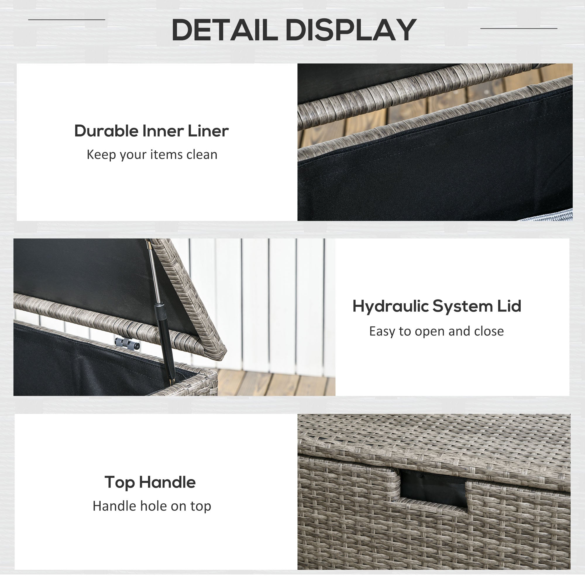 113 Gallon Outdoor Storage Box, Rattan Deck Box for Indoor, Patio Furniture Cushions, Mixed Grey Patio Storage Boxes at Gallery Canada