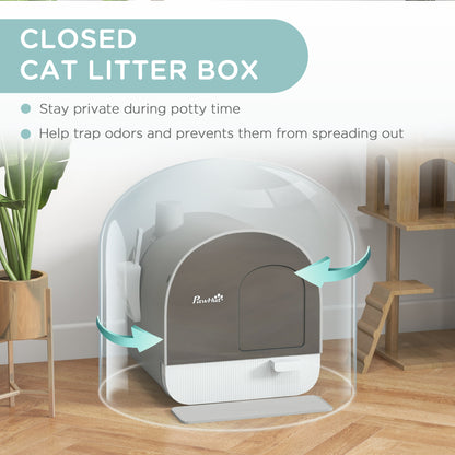 Cat Litter Box with Lid, Removable Tray, Scoop, Filter, Light Grey Cat Litter Box Enclosures   at Gallery Canada