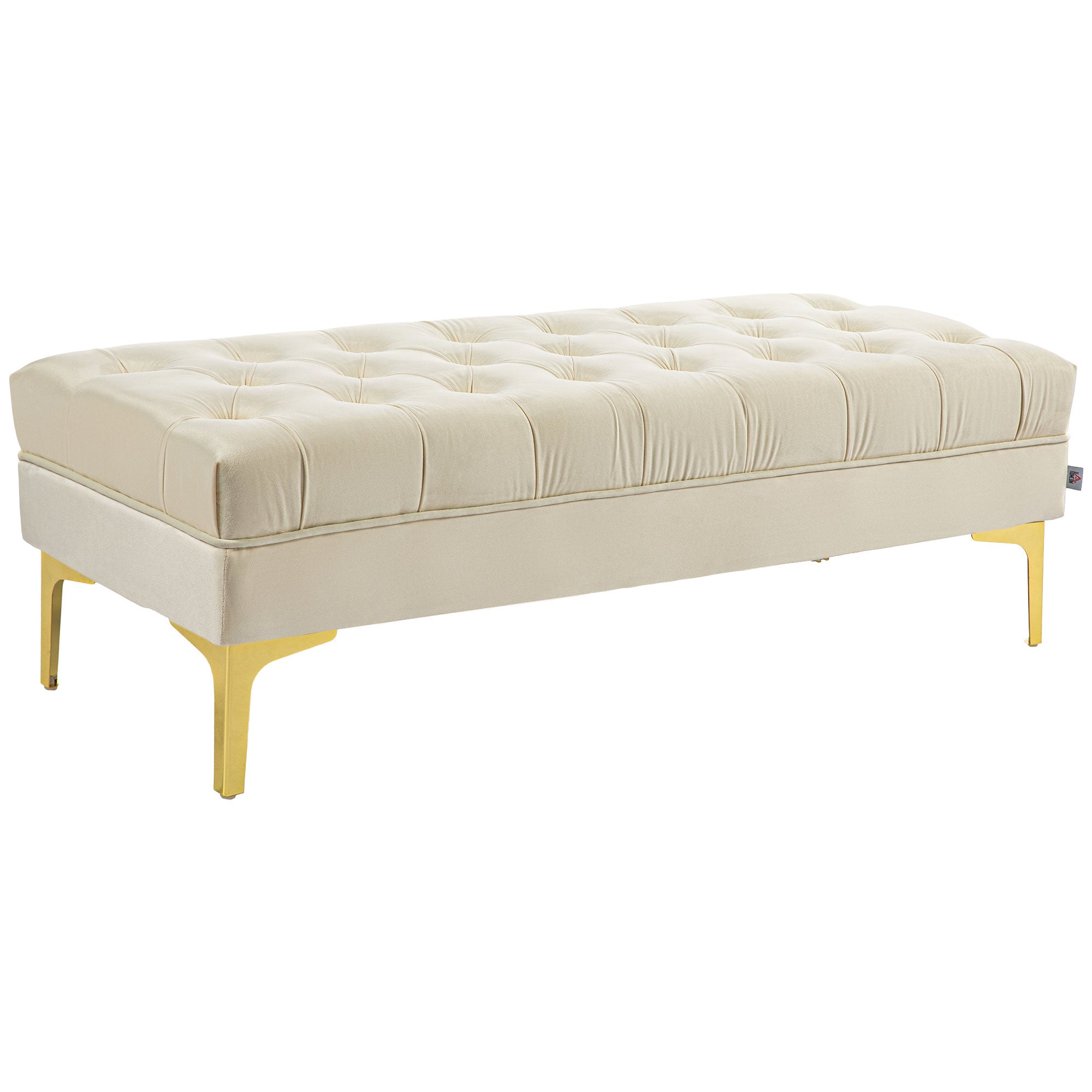 End of Bed Bench, Upholstered Bench, Entryway Shoe Bench with Button Tufted for Living Room, Bedroom, Cream White Storage Ottomans & Benches at Gallery Canada