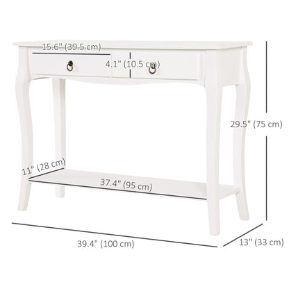 Console Table, Modern Entryway Table with 2 Drawers and Bottom Shelf, Sofa Table for Living Room, Hallway, Ivory White Console Tables   at Gallery Canada