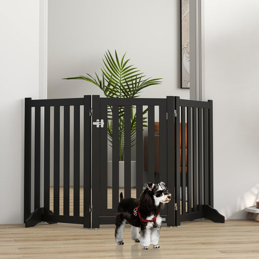 3-Panel Foldable Dog Gate with Feet for Medium Dogs and Below, Black Houses, Kennels & Pens   at Gallery Canada