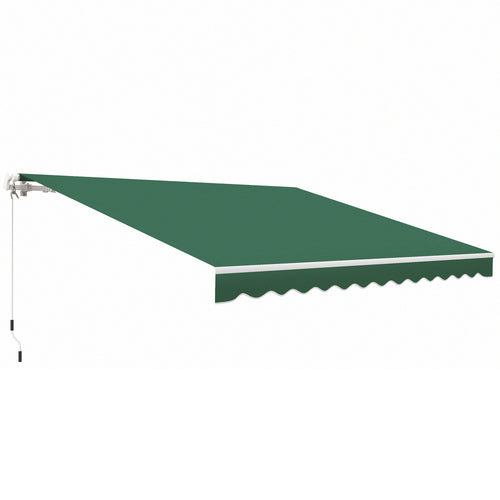 12' x 10' Retractable Awning Patio UV Resistant Fabric and Aluminum Frame for Deck, Balcony, Yard, Green