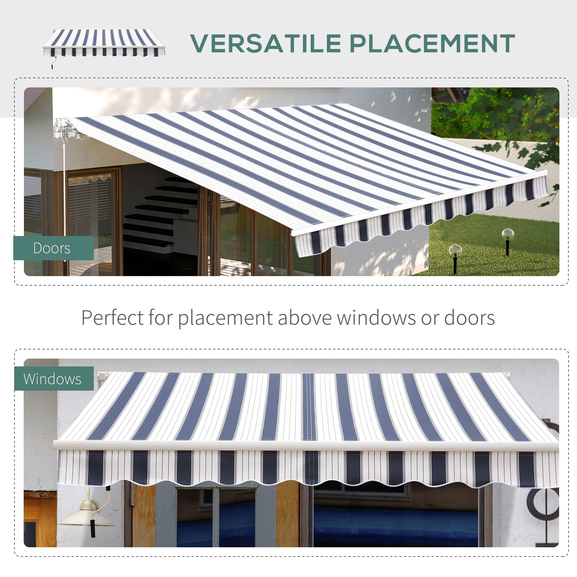 8' x 7' Retractable Patio Awning, UV & Water-Resistant, Aluminum Frame, Blue Deck Awnings   at Gallery Canada