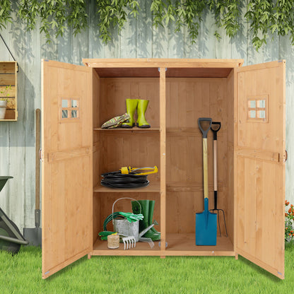 4x1.5ft Wooden Garden Storage Shed, Outdoor Tool Cabinet Organizer with Windows and Double Door, Nature Wood Sheds at Gallery Canada