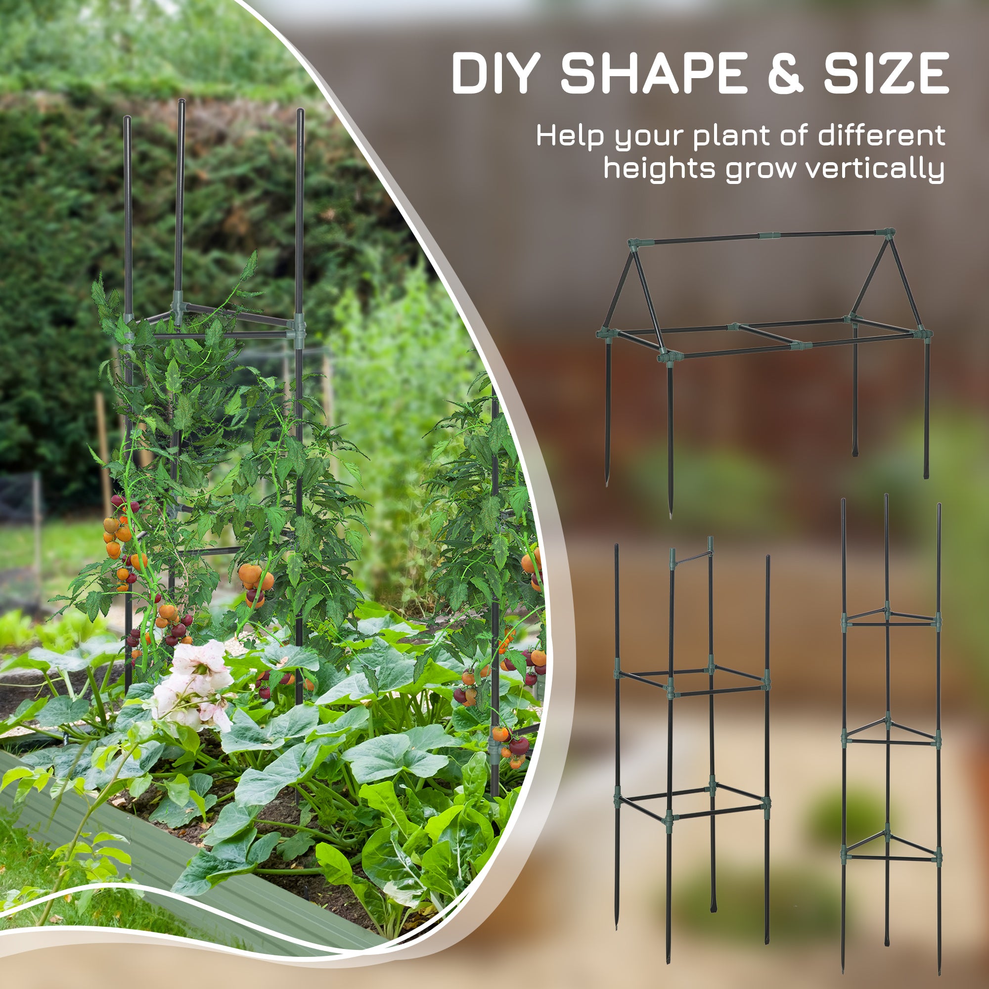 3 Pack Tomato Cage Set, 72 Inch DIY Tomato Plant Support Trellis, Tomato Trellis for Climbing Vegetables, Flowers and Fruits, Dark Green Plant Stands at Gallery Canada