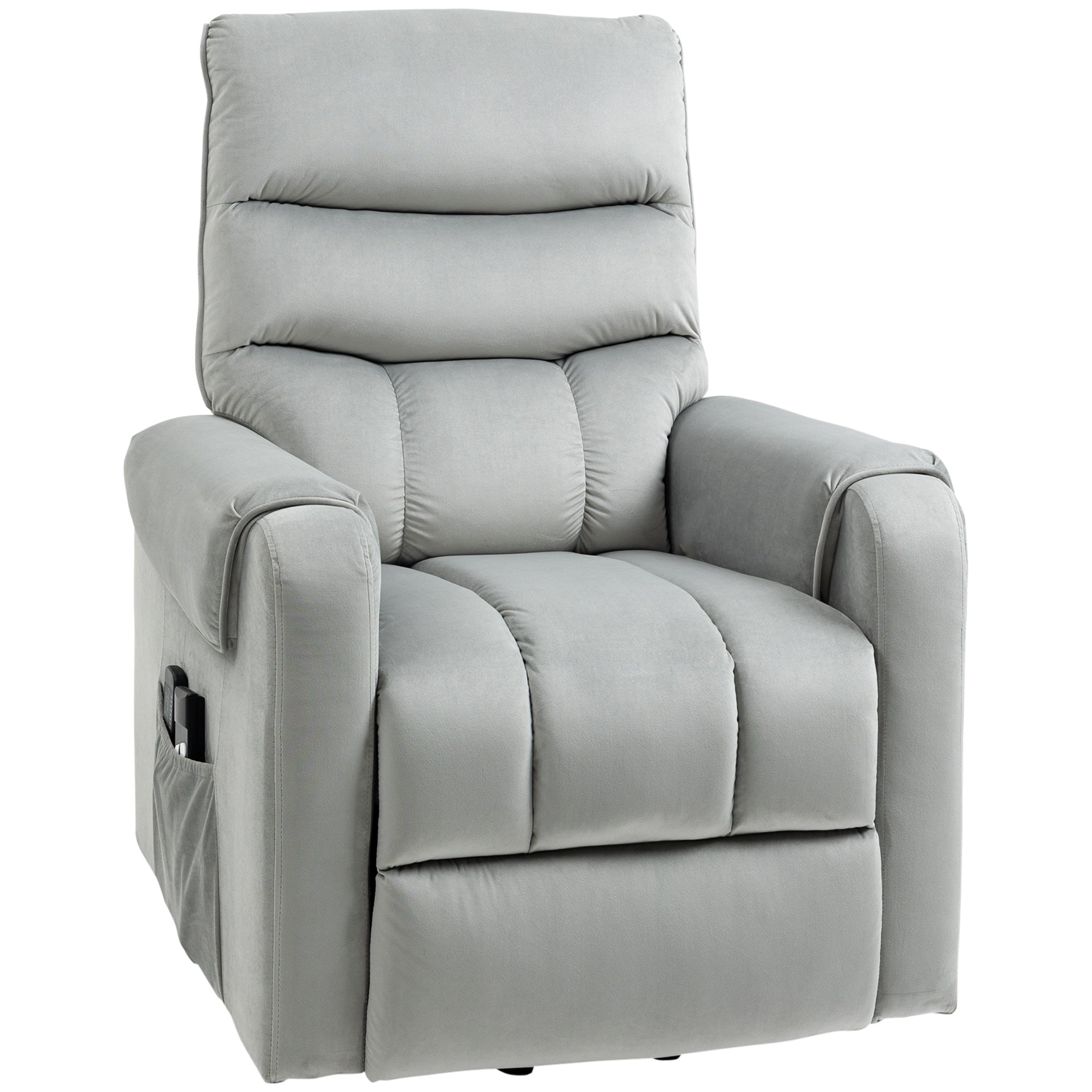 Lift Chair for Elderly, Massage Recliner Chair with 8 Vibration Points, Footrest, Remote Control, Side Pockets, Grey Electric Power Lift Chairs Grey at Gallery Canada