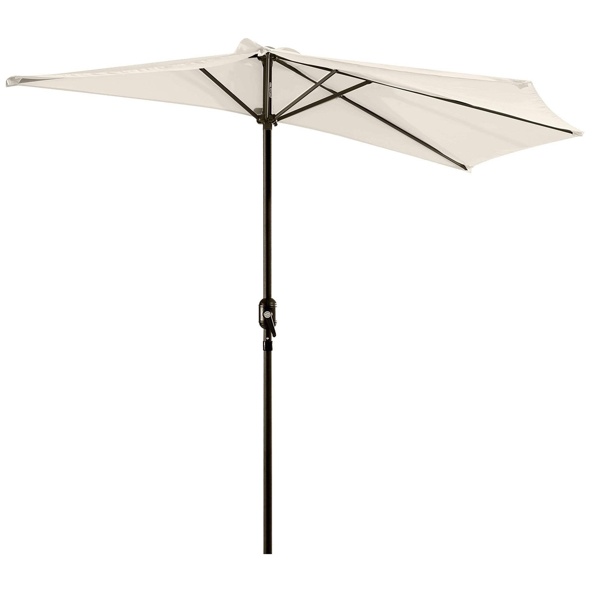 9.8ft Half Umbrella Semi Round Patio Parasol with Crank Handle, Top Vent for Garden, Balcony- NO BASE INCLUDED, Cream Sun Umbrellas   at Gallery Canada