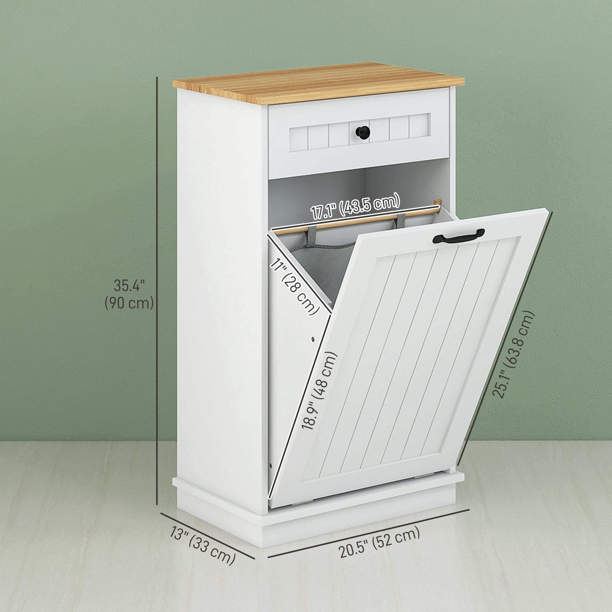 Laundry Cabinet with Removable Basket and Drawer, Tilt-Out Laundry Hamper for Bathroom, Living Room, White Bathroom Cabinets at Gallery Canada