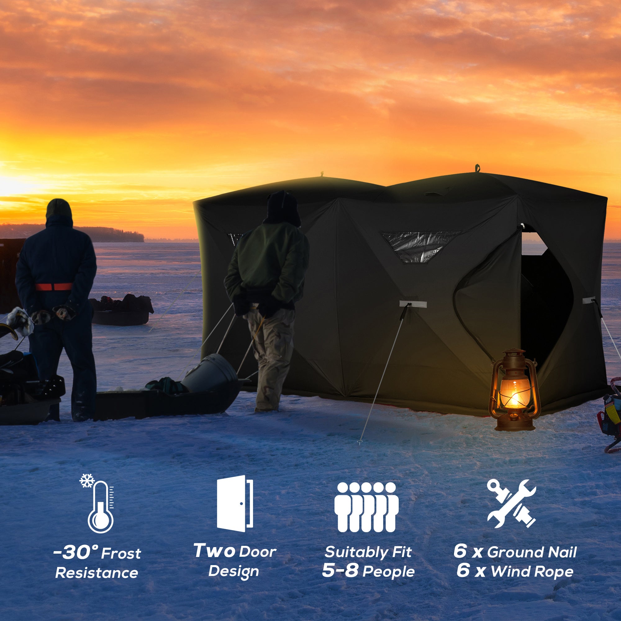 5-8 Person Pop-up Ice Fishing Shelter, Portable Ice Fishing Tent, Black Ice Fishing Tents   at Gallery Canada