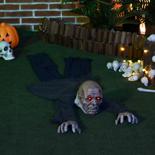 Animated 55-Inch Crawling Zombie Halloween Decoration with Sound and Motion, Multi Colour