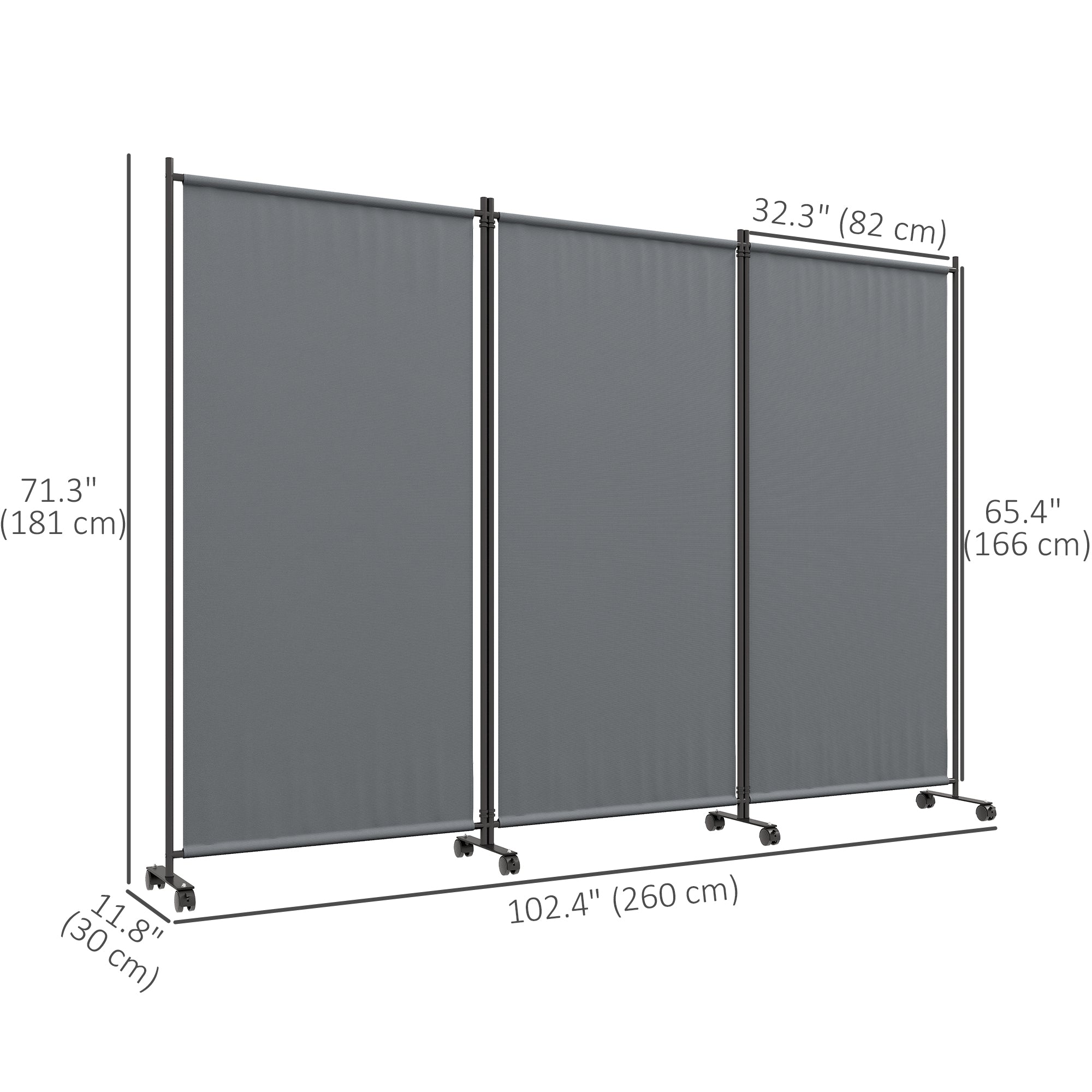 Folding Room Divider with Castor Wheels, Rolling Privacy Screen for Patio Backyard Pool Hot Tub, 6ft Tall Side Awnings at Gallery Canada