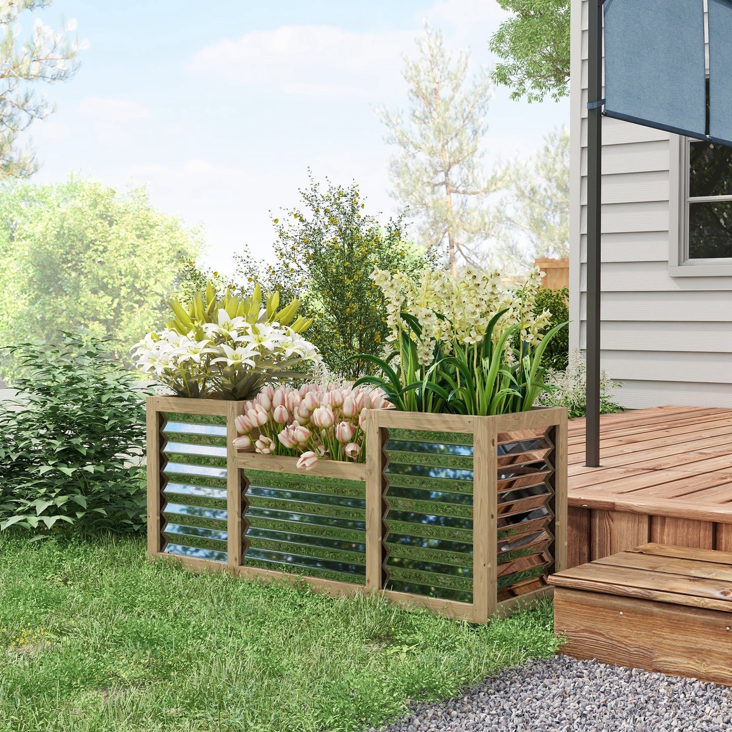 Metal and Wood Combined Planter Box, Raised Garden Beds, for Growing Flowers, Herbs and Vegetables Raised Garden Beds   at Gallery Canada