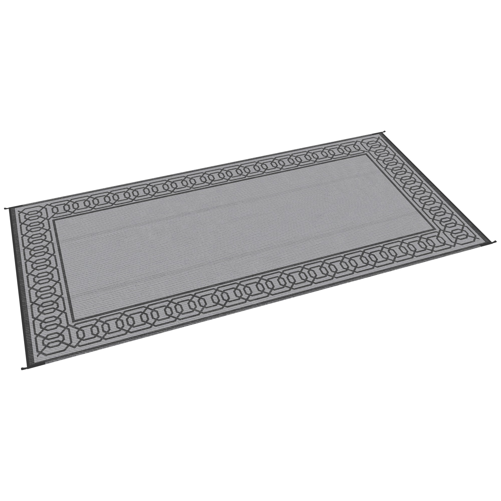 Portable Outdoor Rug with Carrying Bag, 9' x 18' Reversible Mat, Waterproof Plastic Straw RV Rug for Backyard, Deck, Picnic, Beach, Camping, Black and Grey Outdoor Reversible Rugs at Gallery Canada