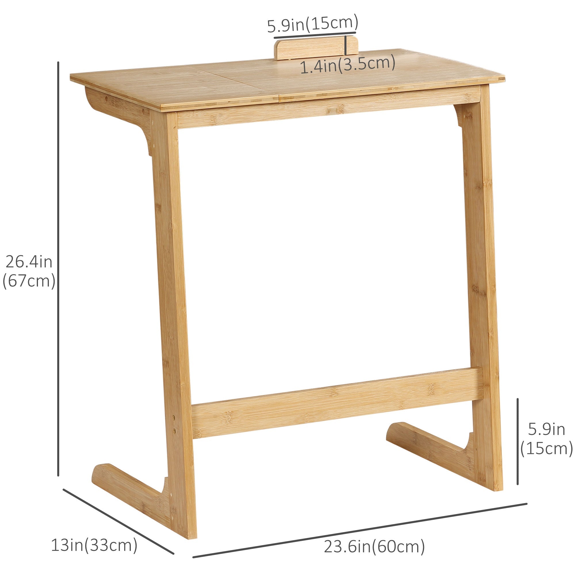 C-Shaped Side Table, End Table, Under Sofa Table with Bamboo Frame for Living Room, Bedroom, Natural Side Tables   at Gallery Canada