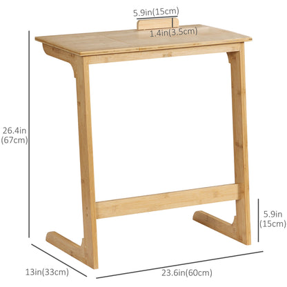 C-Shaped Side Table, End Table, Under Sofa Table with Bamboo Frame for Living Room, Bedroom, Natural Side Tables   at Gallery Canada