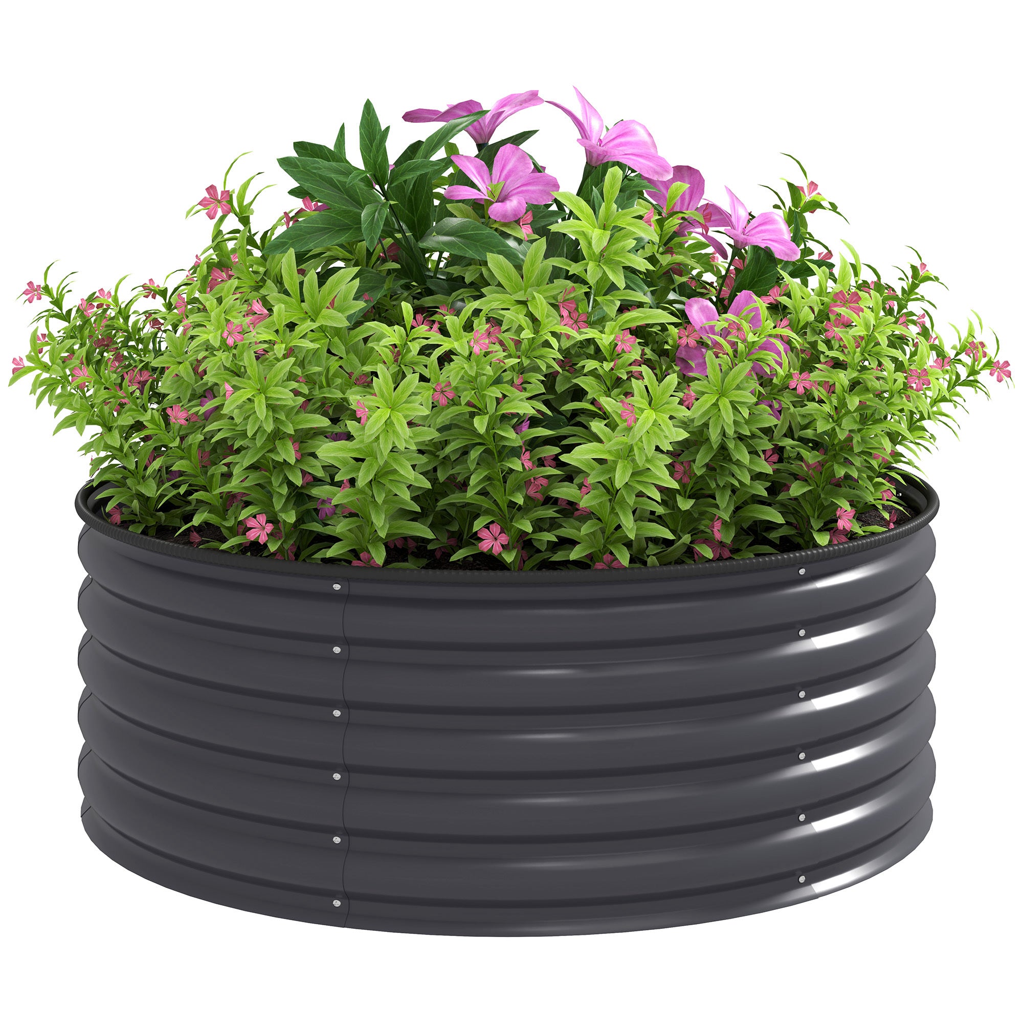 Galvanized Raised Flower Bed, 4 x 4 x 1.5 ft Outdoor Metal Raised Bed with Safety Edging and Gloves, Dark Grey Raised Garden Beds at Gallery Canada