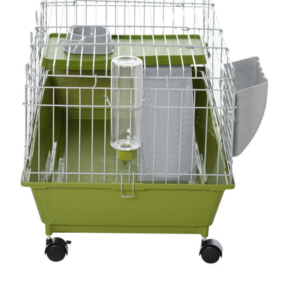 Small Animal Cage, Rolling Bunny Cage, Guinea Pig Cage with Food Dish, Water Bottle, Hay Feeder, Platform, Ramp, Green Houses & Habitats   at Gallery Canada