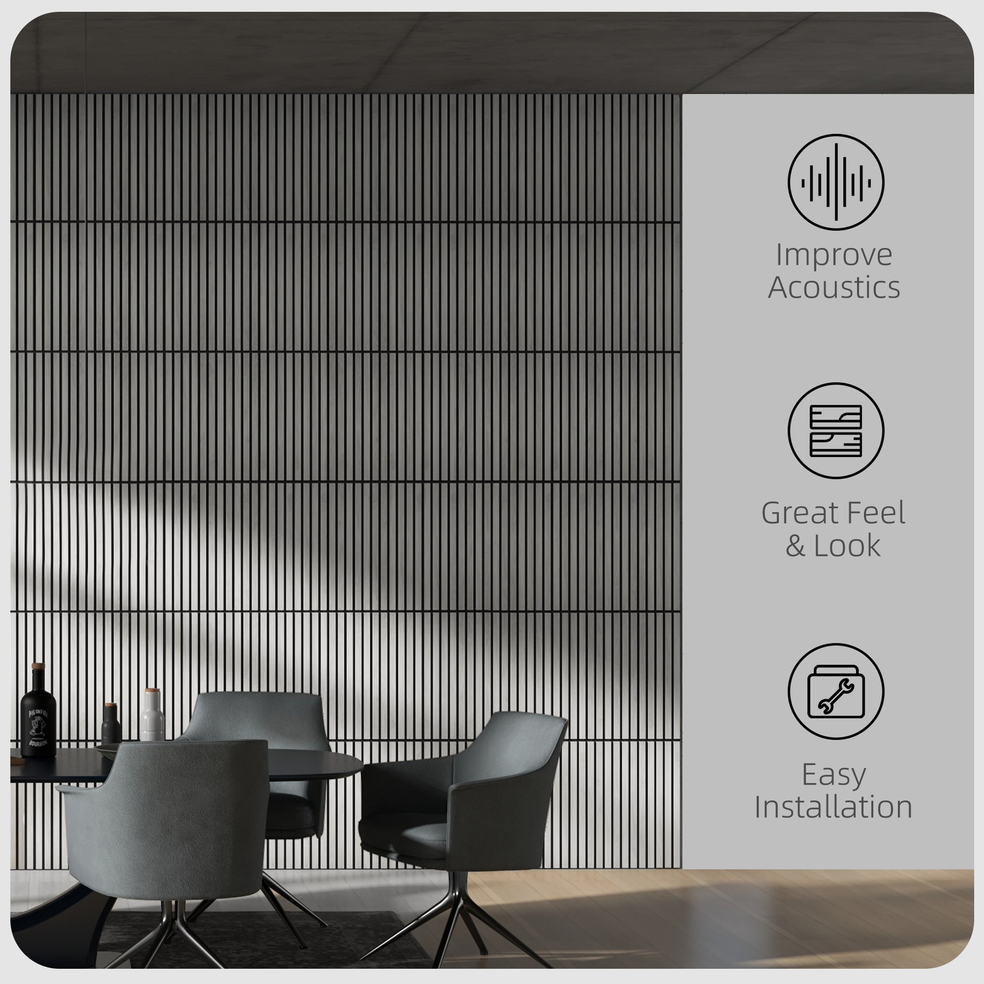 24"x24" Wood Panels for Wall, 4 Pack Acoustic Panels, Sound Absorbing Slat Wall For Interior Wall Decor, Home, Grey Home Accessories   at Gallery Canada