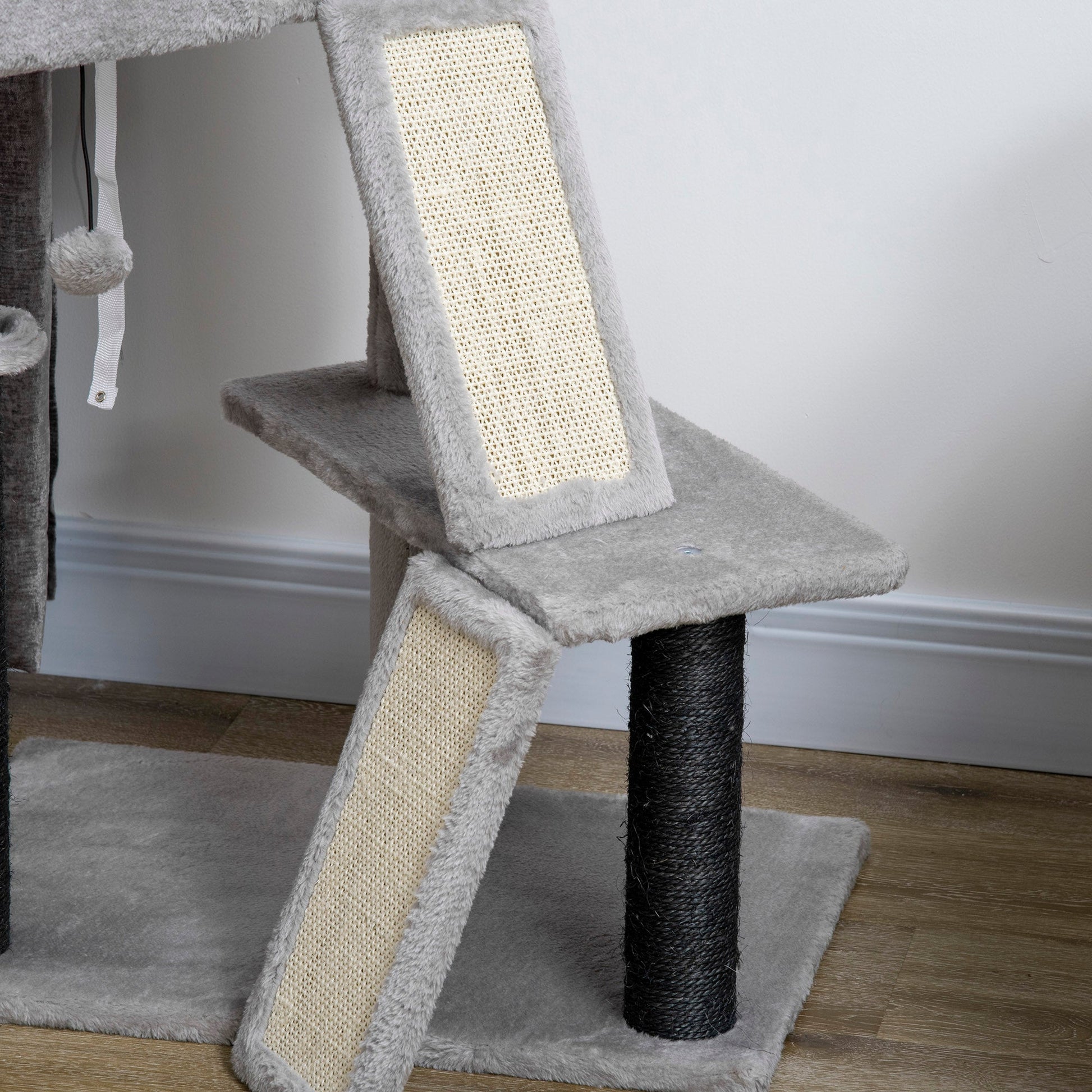 47" Cat Tree with Bed, Condo, Hammock, Toys & Scratching Post, Light Grey Cat Towers   at Gallery Canada