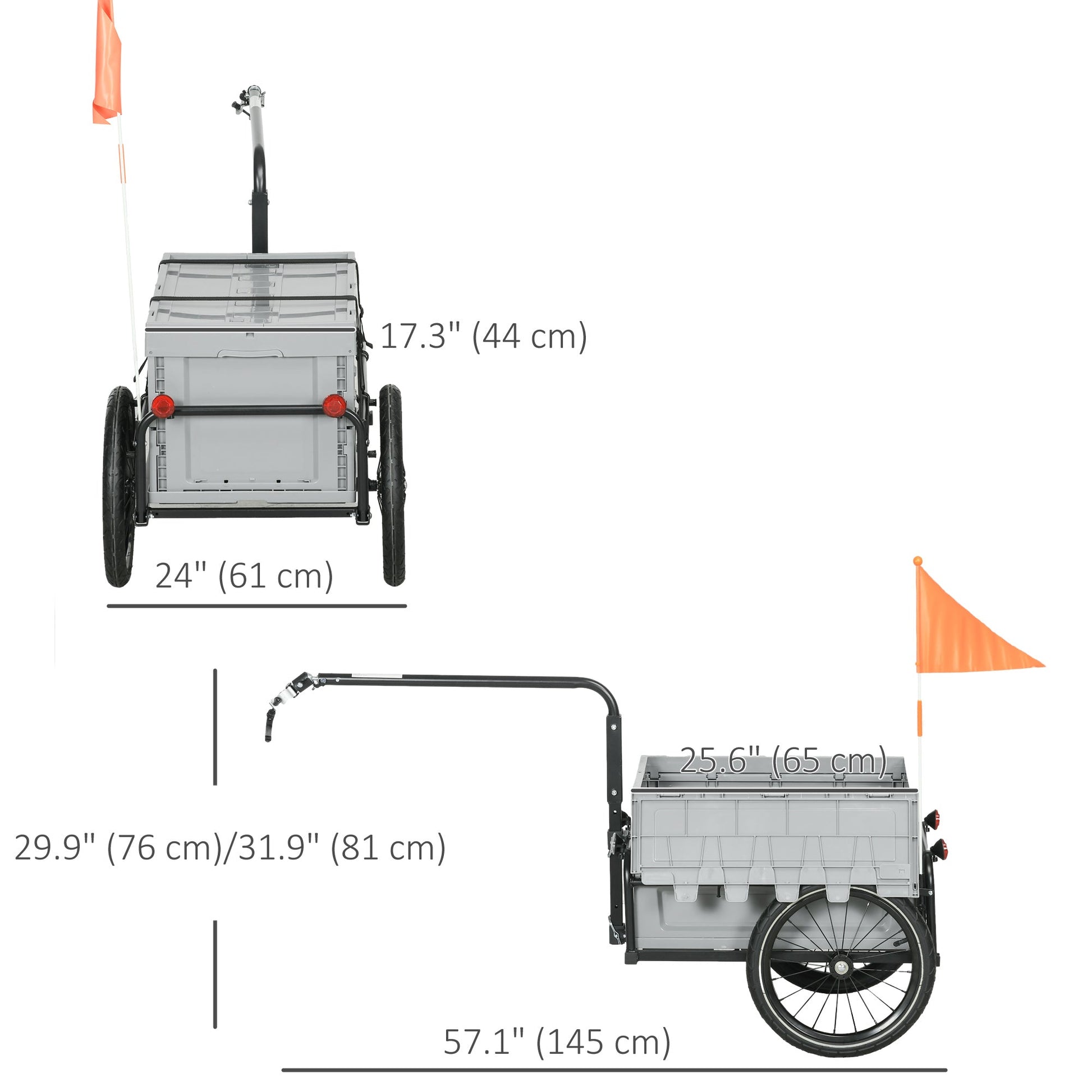 Steel Trailer for Bike, Bicycle Cargo Trailer with Foldable Storage Box and Safe Reflectors, Max Load 88LBS Bike Cargo Trailers   at Gallery Canada