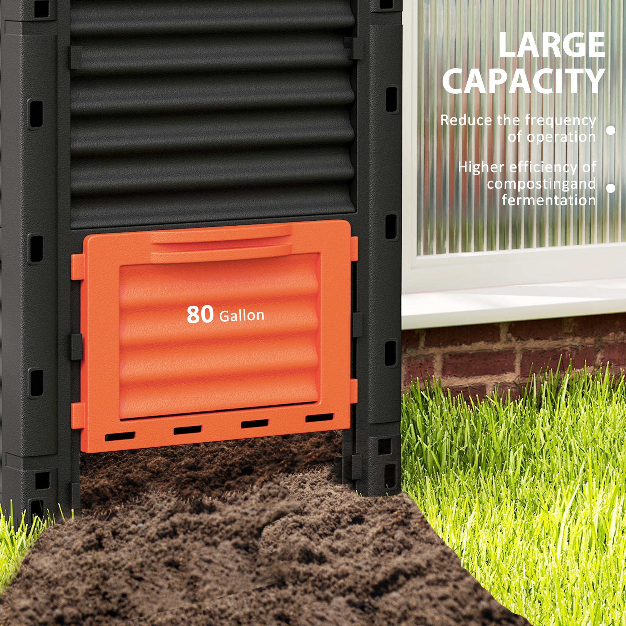 Outdoor Compost Bin Garden Container, Fast Creation of Fertile Soil Aerating Compost Box, 80 Gallon, Orange Outdoor Compost Bin at Gallery Canada