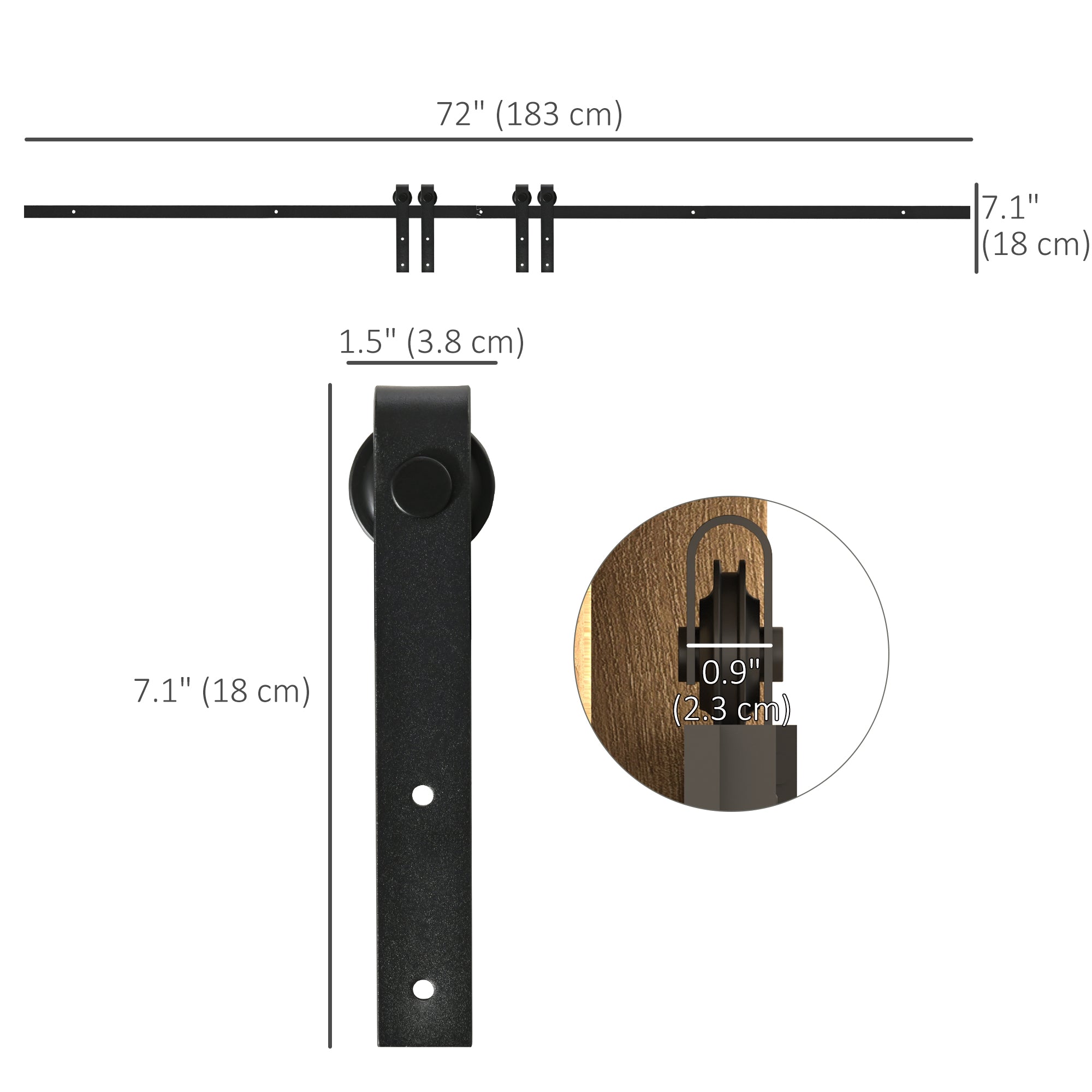 Mini Sliding Barn Door Hardware Kit for Double Doors, TV Stands, Cabinet Barn Door Hardware Kit, Fit 17.7