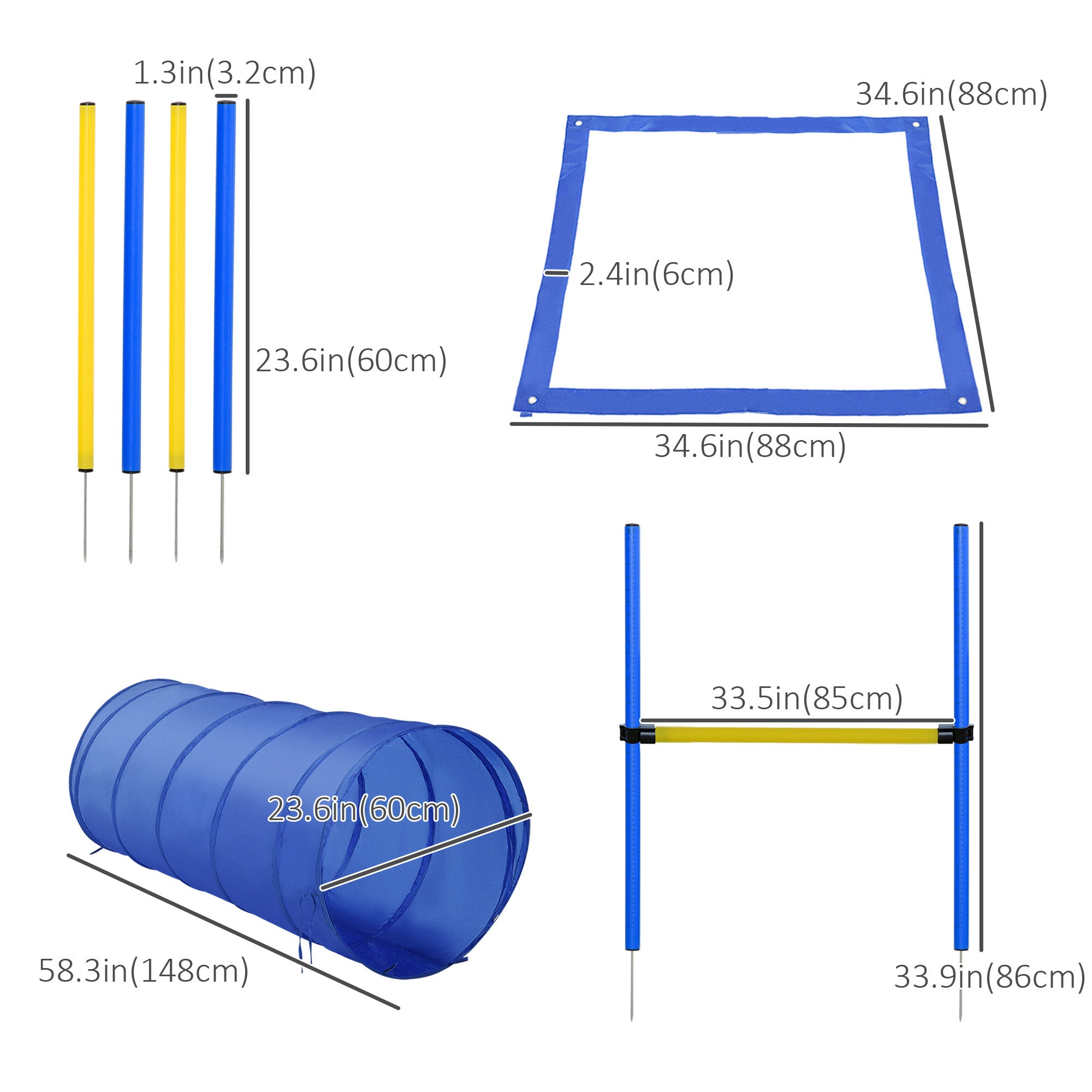 Dog Agility Starter Kit Pet Outdoor Exercise Training Set Tunnel 4 Weave Poles High Jumper Dog Agility Training Equipment at Gallery Canada