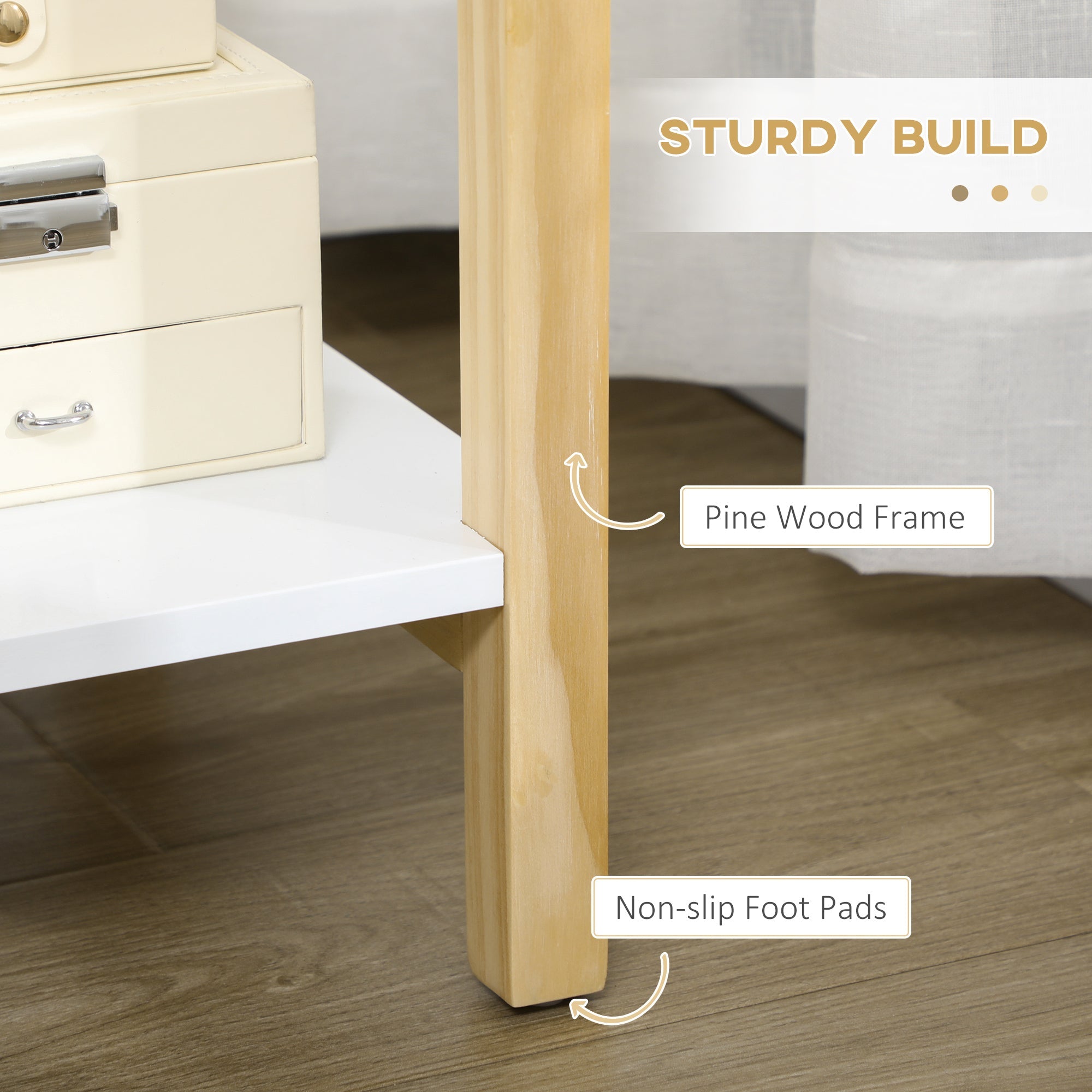 Tall Side Table, Slim Bedside Table with Drawer and Bottom Shelf, Narrow End Table with Storage and Pine Wood Frame for Small Spaces, White Side Tables   at Gallery Canada