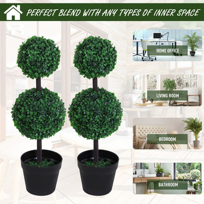 2 Ball Topiary Tree in Pot for Home Decor, Artificial Plant for Home Office, Living Room Decor, Dark Green Artificial Trees   at Gallery Canada